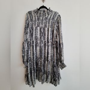 Python Print Longsleeve Swing Dress